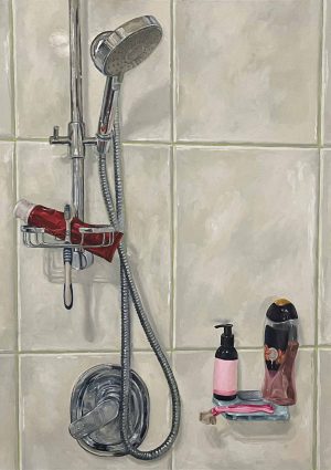 dilara 'Just in the shower', 24x36 inches, oil on MDF, $1400 copy